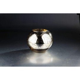 CC Home Furnishings 10" Silver Round Mercury Glass Votive Candle Holder
