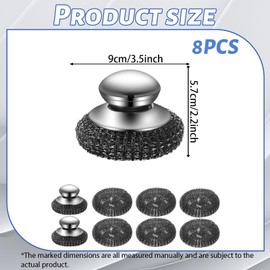 8er Set Stahlschwamm Topfkratzer Edelstahl, 2 Topfreiniger mit 6 Ersatz-Stahlwolle, Effektive Reinigung für Töpfe und Pfannen, Langlebig und Rostbeständig