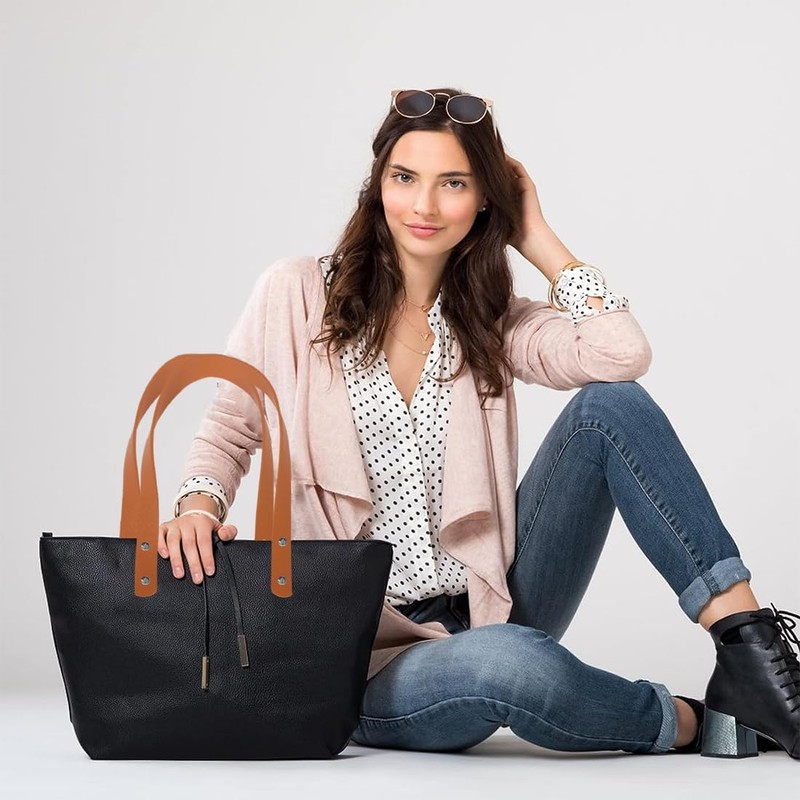 PLKSEI Pack of 2 Bag Handle PU Bag Strap with