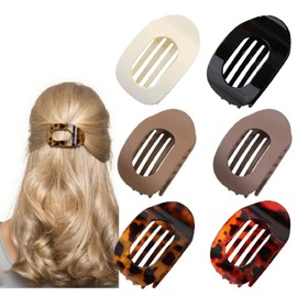 6PCS Flat Hair Claw Clips for Women, Strong Grip Large Claw Clips for Thick Long Hair, Nonslip Neutral Hair Accessories for Daily Office Work Styling