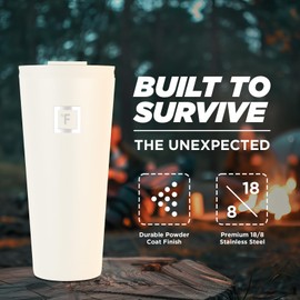 IRON °FLASK Classic Tumbler 2.0-2 Lids (Straw/Flip), Vacuum Insulated Stainless Steel Water Bottle, Double Walled, Drinking cup, Thermo Travel Mug - Cashmere Cream, 32 Oz