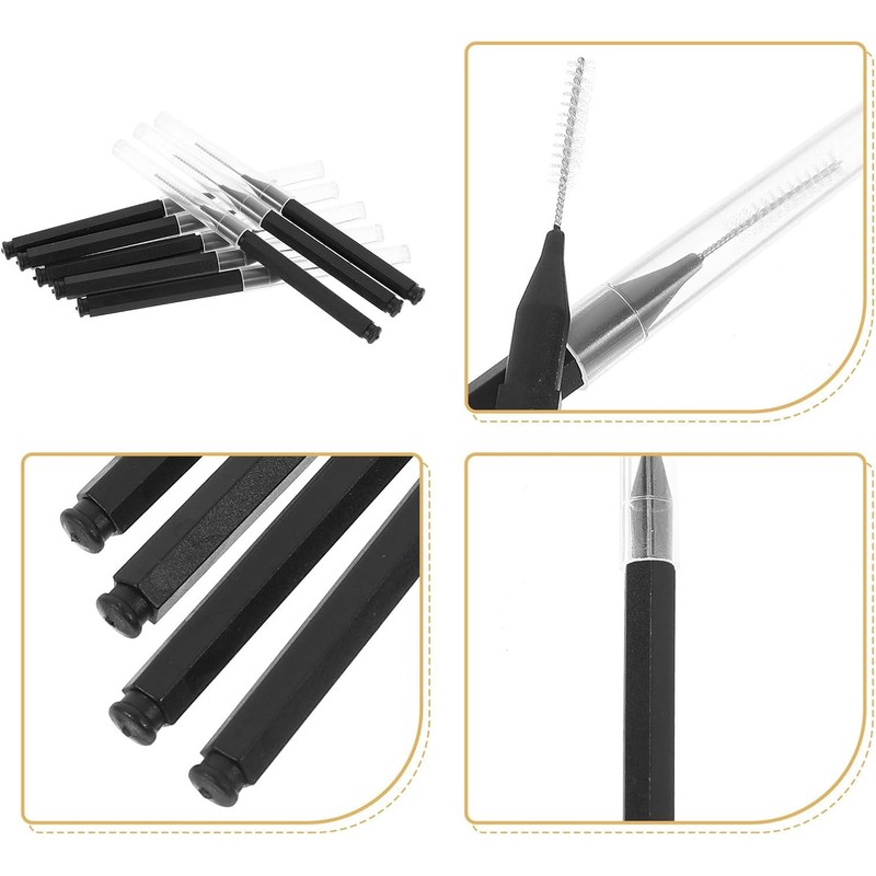 100 Piezas Microcepillo para Cejas Negro, Pp Pa612 y Acero