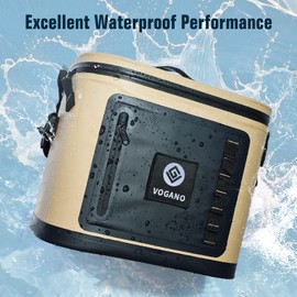 Vogano Soft Cooler - Insulated Leak-Proof Cooler Bag with Waterproof Zipper | 28 Can Portable Ice Chest for Camping, Beach, Travel, Picnic, Fishing (Khaki)