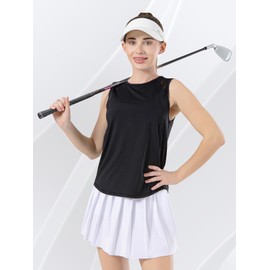 Bezioner Workout Tops for Women Quick Dry Tennis Golf Tank Tops Mesh Open Back Athletic Yoga Running Shirts Sleeveless Black XL