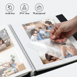 Vienrose Photo Album Self Adhesive for 4x6 5x7 8x10 Pictures, Linen Photo Album Book with Sticky Pages DIY Scrapbook Album with A Metallic Pen, Memory Book for Wedding Baby Family Travel Blue