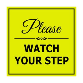 Signs ByLITA Square Classy Please Watch Your Step Sign | Safety Sign with Easy Installation (Yellow/Black) - Small 1 Pack