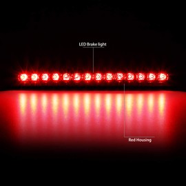 DNA MOTORING 3BL-TLC98-LED-RD Red Lens LED High Mount 3rd Third Brake Light [Compatible with 98-07 Land Cruiser]