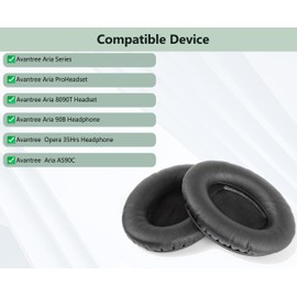 XRHTONG Replacement Earpads Compatible with Avantree Aria Series, Aria Podio, Aria Me, Aria Pro, Opera 35Hrs, AS90C, Aria 90B, Aria 8090T Headsets Headphones Ear pads Cushion(Protein Leather)
