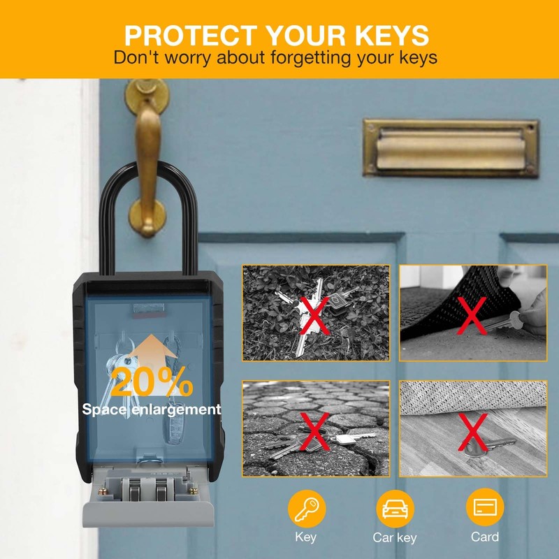 Key Safe with 4 Number Codes, Key Cabinet with Removable