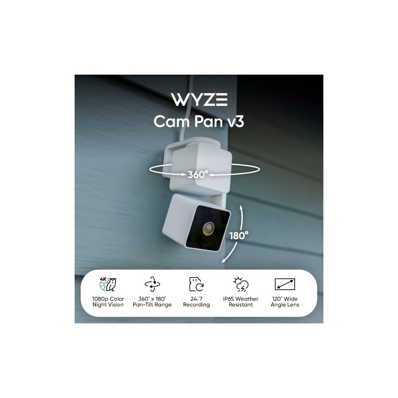 WYZE CAM Pan v3 InteriorInteriorExterior IP65 1080p PanTiltZoom Cmara de