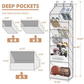 STORAGE MANIAC Over the Door Shoe Organizer Heavy-Duty Large Deep Pocket Hanging Shoe Organizer Shoe Rack Door Closet Shoe Organizer for Wall, Dorm & Narrow Door Storage Shoe Holder Grey, 1 Pack