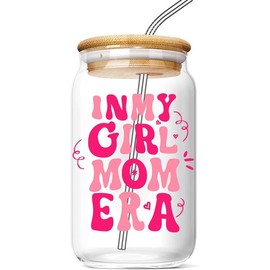Mother's Day Thank You Gifts for Mom: Mom Birthday Present Ideas Bonus New - Funny Pregnancy Gift Expecting to be First Time  16 Oz Coffee Glass Cup:_16oz Girl Mom