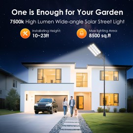 ZIZIWIN 14000W Solar Street Lights Outdoor Waterproof, Solar Powered LED Flood Light Outside, Wide Angle Security Parking Lot Light Dusk to Dawn, Motion Sensor, Pole or Wall Mounted, Remote Control