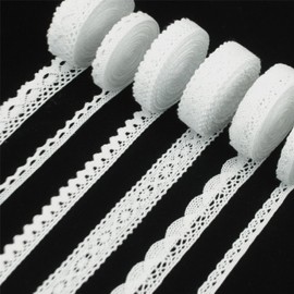 ZNZAKKA White Lace Ribbon Cotton Crochet Lace Trim for Scrapbooking Dream Catcher Decorative Crafts Supply (30 Yards)