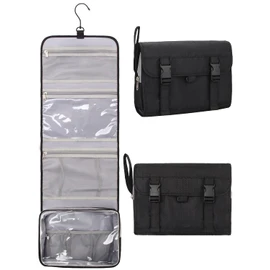 Travel Hanging Toiletry Bag for Women Men Large Capacity Makeup Bag Waterproof Cosmetic Storage Organizer Case for Bathroom Shower (Black, Large)