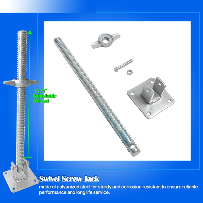 GaeaAuto 4 Pack Scaffold Swivel Screw Jack Solid Stem Adjustable