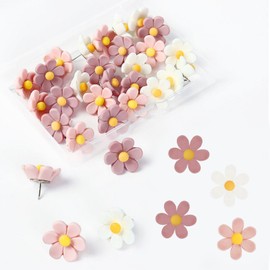 50 Pieces Flower Push Pins, Creative Push Pins, Decorative Push Pins, Cute Push Pins, Push Pins for Bulletin Boards, Push Pins for Paper Fixing