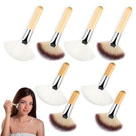 8 PCS Facial Brushes Esthetician, Fan Brushes Esthetician, Face Soft Bristle Highlighting Blush, Long Handle and Short Handle for Ladies and Girls Loose Powder Blush