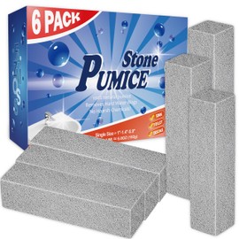 FAZMoss 6Pack Pumice Stone for Toilet Cleaning - Powerful Cleaner for Hard Water Rings, Calcium Buildup & Stains - Ideal for Toilet, Bathtubs, Kitchen Sink, Grill Cleaning (grey), Gray