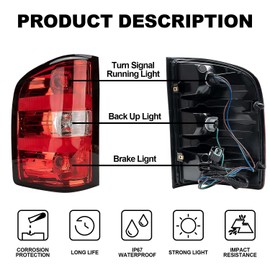 DEABUY Tail Light Assembly Compatible With 2007-2013 Chevy Silverado 1500/ 2500HD | 3500HD, GMC Sierra 3500 HD (Left)