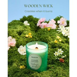 M&SENSE Summer Paradise Citrus Floral Scented Candles, Natural Soy Wooden Wick Candles, 18oz 100 Hours Slow Burning, Stress Relief Aromatherapy Home Decor, Gifts for Her Him
