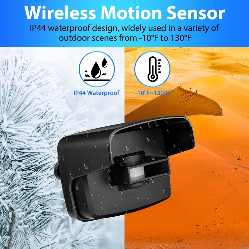 Wireless Driveway Alarm, Outdoor Weatherproof Motion Sensor & Detector with