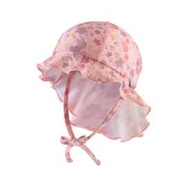 Sterntaler Corale Sun Hat - Girls' Swimming Hat - UV Protection 50+ Summer Hat for Beach and Swimming Pool - with Neck Protection and Ties - Baby Children's Headgear - Swimwear, Pale Pink, 55
