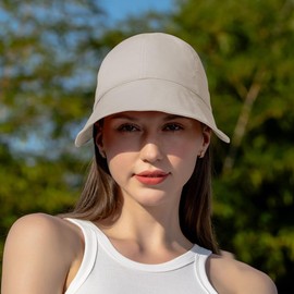 YAMEE Women's Foldable Sun Hat with Wide Brim, Summer Hat, Women's Beach Hat, beige, Unit size