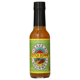 Dave's Gourmet Scotch Bonnet Hot Sauce, Warm Caribbean Pepper with a Hint of Sweet Peach, 5 oz Bottle