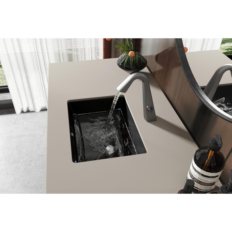 MEJE #202H -18 Inch Undermount Rectangle Bathroom Sink, Porcelain Ceramic