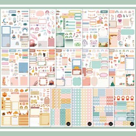 YYBD Planner Stickers Boho Year Sticker Book 24 Sheets 1700+ Stickers Boho Style Monthly Planner Sticker Aesthetic Art Journaling Planner Accessories for Calendar Journal Notebook Scrapbook (Green)