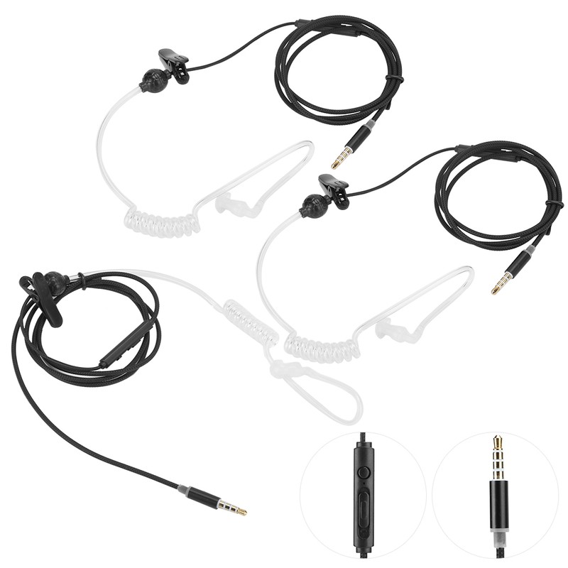 3sets Noise Reduction Headphone AntiRadiation Wire Control Earphone with Mic