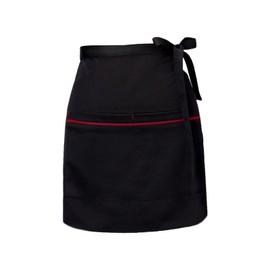 Half Waist Aprons with 2 Pockets, Unisex Short Cloth Serving Apron, Chef Work Apron Waiter Waitress Tie Aprons for Cooking Painting Cleaning Catering Cafe Bar (Black)
