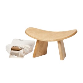 BLUECONY Meditation Bench IKUKO Original, Portable Version with Bag, Locally Handmade Wooden Kneeling Ergonomic Seiza Seat - Natural, Standard Height (7" or 18cm)