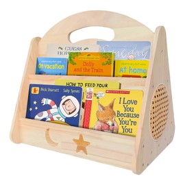 CMINAUS Double-Sided Montessori Bookshelf for Toddlers Small Rattan Book Shelf Toddler Book Rack Nursery Book Shelves Kid Bookshelf for Nursery Classroom LivingRoom 17 * 16 * 13