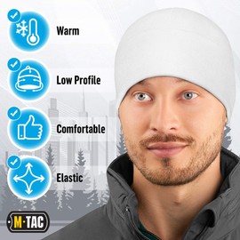 M-Tac Watch Cap Fleece 260 Mens Winter Military Skull Tactical Hat Beanie (L, White)