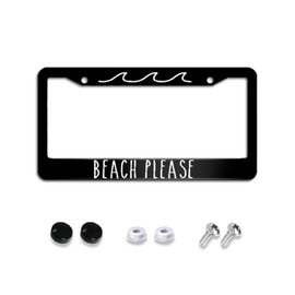 Totedih Beach Please License Plate Frame Rust Proof, Rattle Proof, Weather Proof License Plate Holder with 2 Holes and Screws