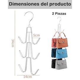 2 Piezas Porta Bolsas De Dama, Organizador De Bolsas Para Dama Con 6 Ganchos Giratorios De Metal, Mantiene La Forma De Bolsos, Adecuado Para La Suspen