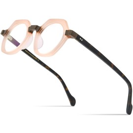 HEPIDEM - anteojos de acetato multicolor mate para mujer, estilo polígono clásico, para hombre, 9234 Leopardo Beige Mate, 45 mm