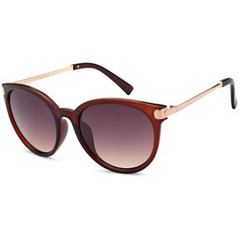 styleBreaker 09020073 Women's Cat Eye Sunglasses With Metal Temples, Round Lens Shape -