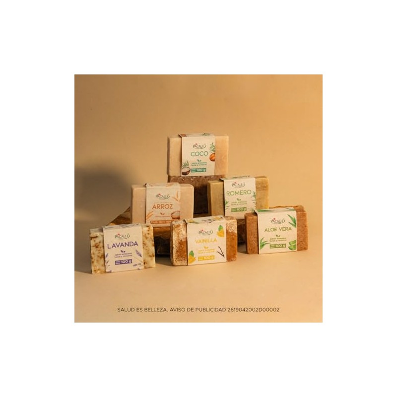 Pacalli Kit 6 Jabones Artesanales de Aloe Vera, Coco, Lavanda