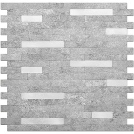 DICOFUN 10 Sheets Peel and Stick Backsplash Wall Tiles, PVC Kitchen Backsplash Peel and Stick in Grey, 9.4 sq.ft