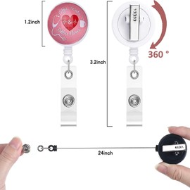 Nurse Badge Holder Reel, Retractable Badge Reels with Alligator 360°Swivel Clip, Work Name Tag ID Card Holders for Nursing, Health Care Workers, Office, Teachers, Student and Doctor, 24 in Nylon Cord