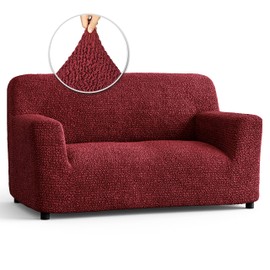 PAULATO BY GA.I.CO. Loveseat Slipcover - Oversized Chair Cover - Stretch Couch Cover - Cushion Love Seat Sofa Cover - 1-Piece Form Fit Washable Protector - Microfibra Collection - Burgundy