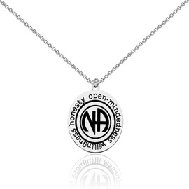 BEKECH Addiction Recovery Gift NA Symbol Necklace Narcotics Anonymous Addiction Support Necklace Sobriety Gift (silver)
