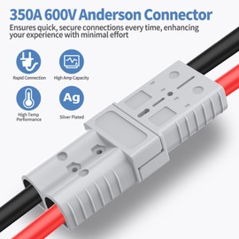 SOUNDACTURE 2PCS 350 Amp Battery Quick Connect Connector 2/0 AWG Gray 350A Quick-Connector Disconnector Grey
