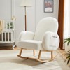 Jocoevol Upholstered Rocking Chair, Glider Chair with Side Pocket, Rocking