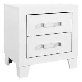 Pemberly Row Contemporary White Finish Wood 2-Drawer Nightstand