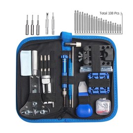H.May Watchmaker Tool Set, 185 Piece Watch Repair Watchmaker Tool Bag Watch Tools in Nylon Bag for Most Watches, black, Minimal
