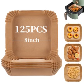 Air Fryer Liners, Air Fryer Accessories, Airfryer Liners - 125Pcs Disposable Parchment Paper Liners,Non-Stick and Oil Proof for Easy Cleanup – 8” Square for 5-8 Qt Basket, Air Fryer Paper